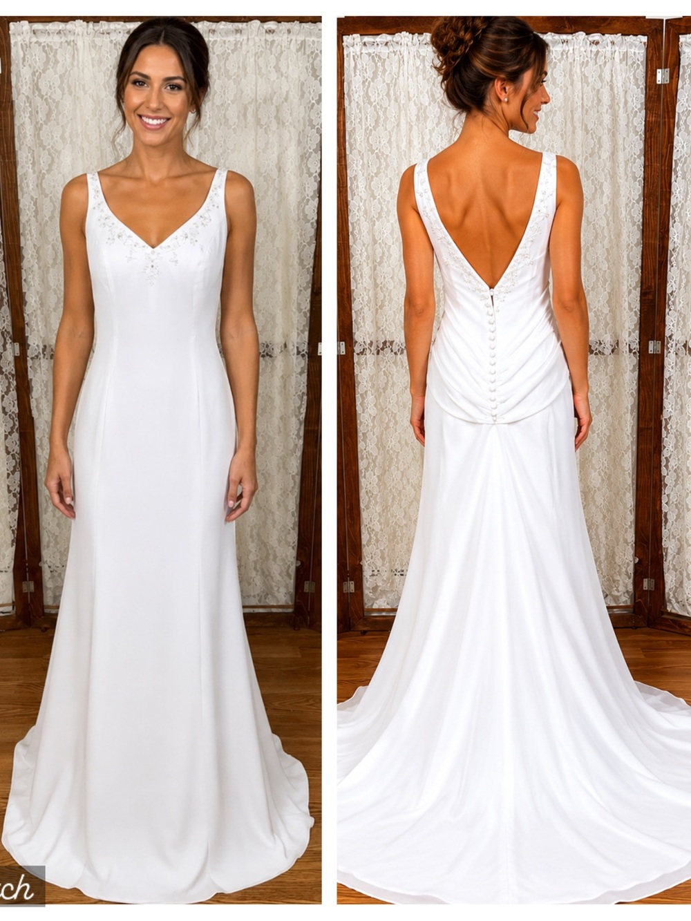Gorgeous New Mori Lee Simple Chiffon Wedding Gown